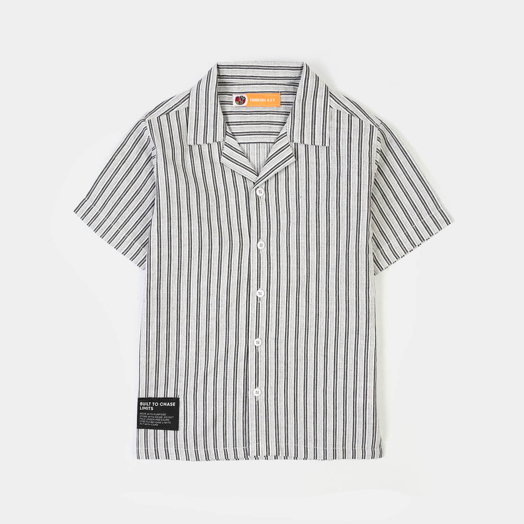 Boys Yarn Dyed Woven Suit-Built To Chase Limits-White.Black