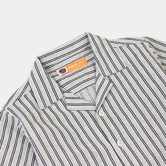 Boys Yarn Dyed Woven Suit-Built To Chase Limits-White.Black