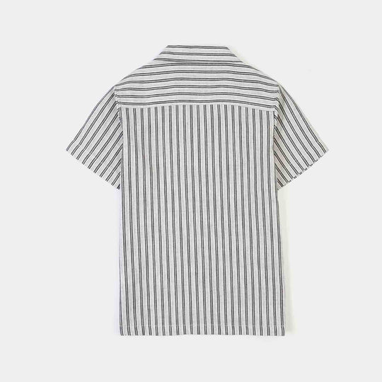 Boys Yarn Dyed Woven Suit-Built To Chase Limits-White.Black