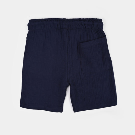 Boys Gauze Woven Suit-Basic Cuban-NAVY