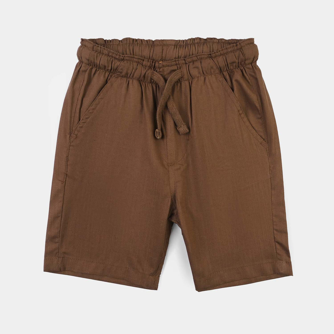 Boys Cotton Slub Woven Suit-Solid Brown