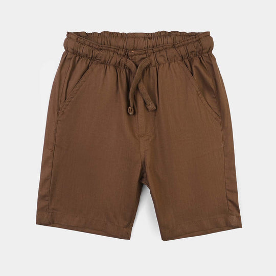 Boys Cotton Slub Woven Suit-Solid Brown