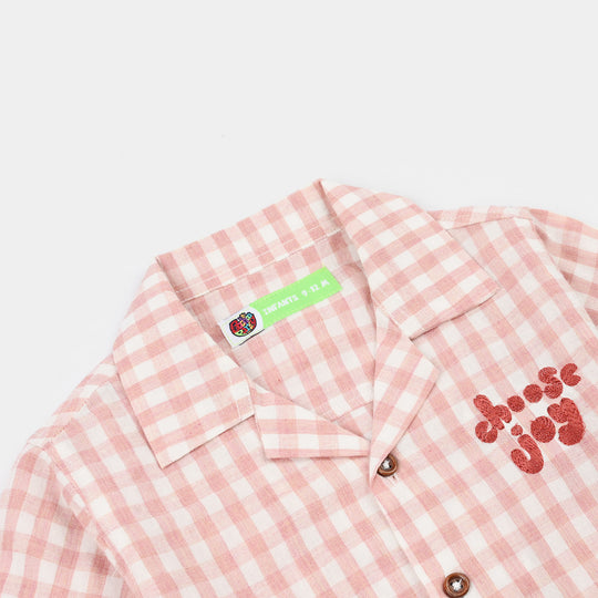Infant Boys Yarn Dyed Woven Suit-Checkered-White