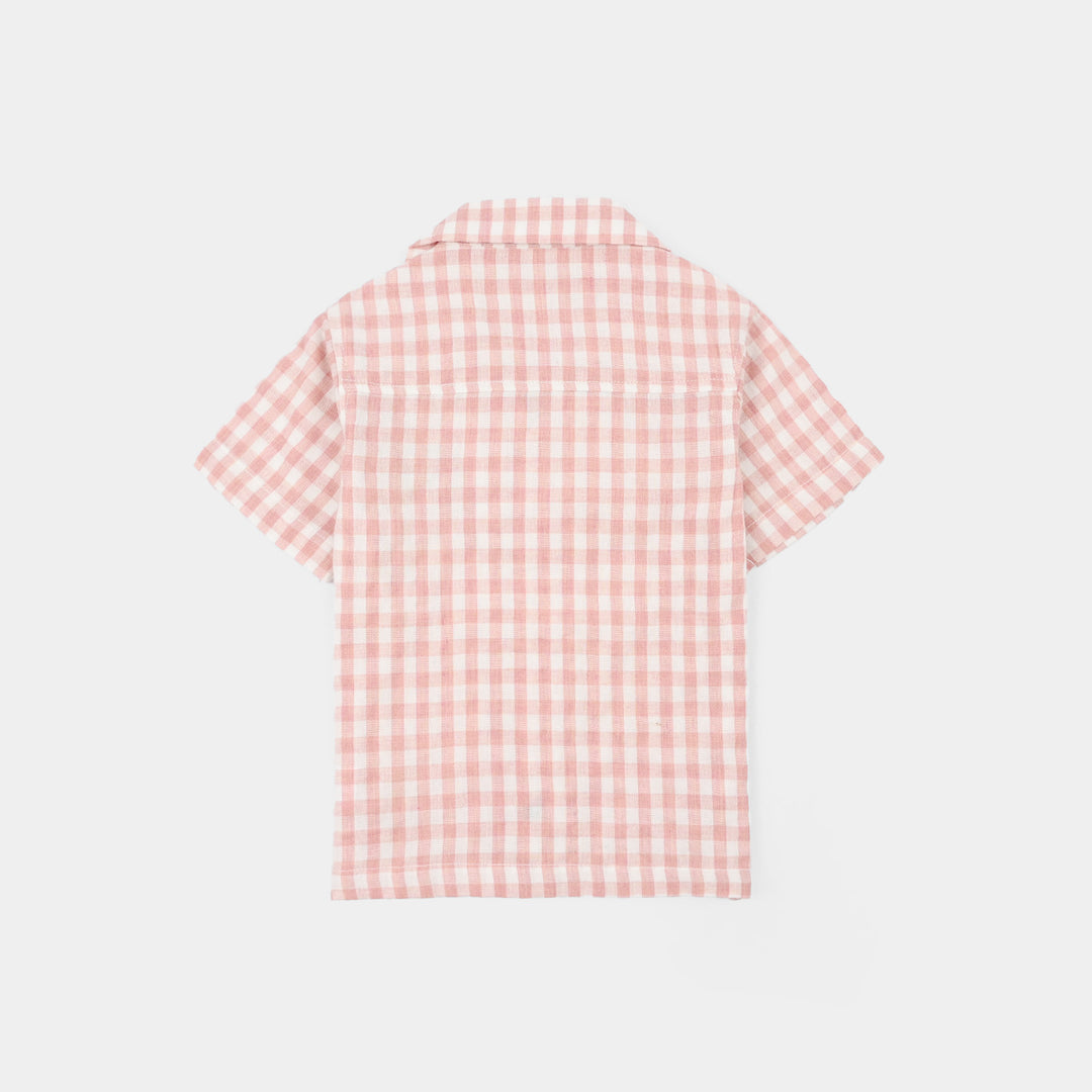 Infant Boys Yarn Dyed Woven Suit-Checkered-White