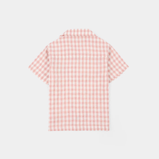 Infant Boys Yarn Dyed Woven Suit-Checkered-White