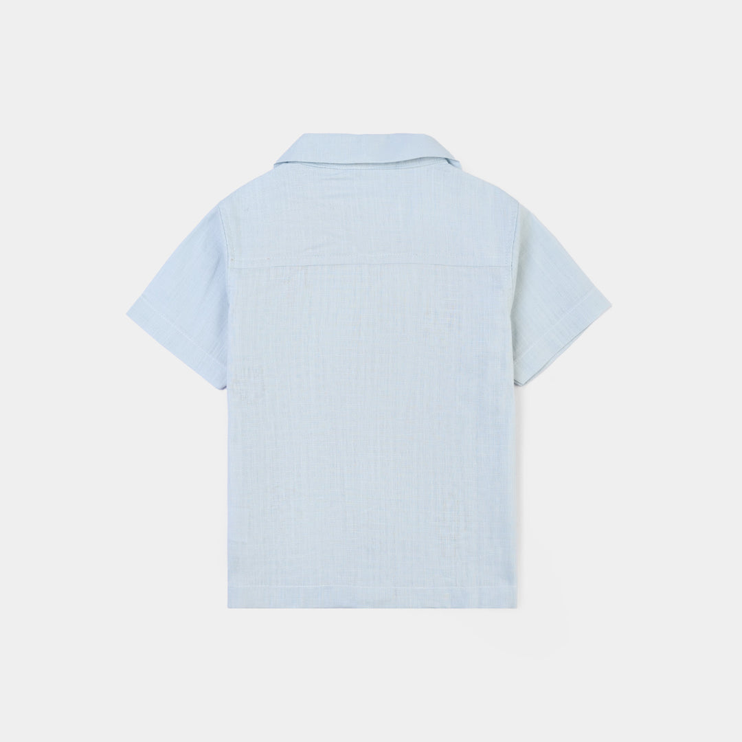 Infant Boys Cotton Slub Woven Suit-Sky High-LT.Blue