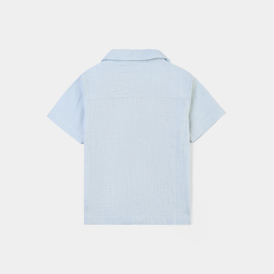 Infant Boys Cotton Slub Woven Suit-Sky High-LT.Blue