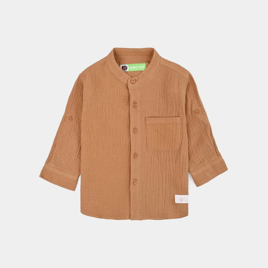 Infant Boys Gauze Woven Suit-Cocoa-BROWN