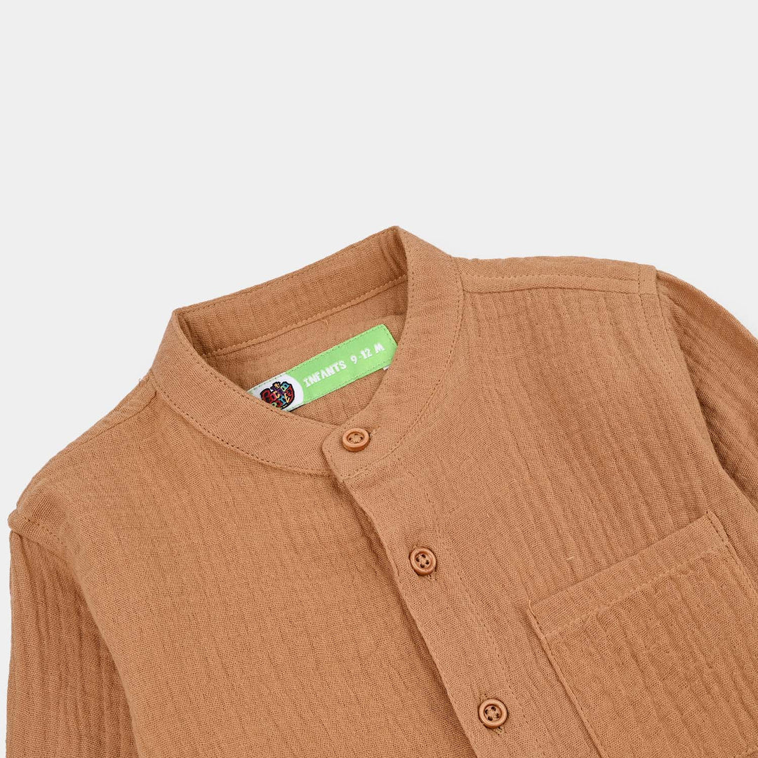 Infant Boys Gauze Woven Suit-Cocoa-BROWN