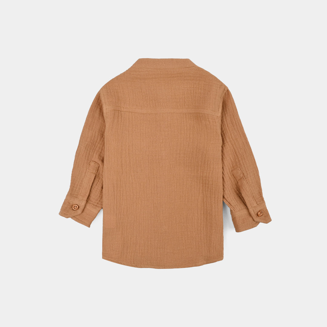 Infant Boys Gauze Woven Suit-Cocoa-BROWN