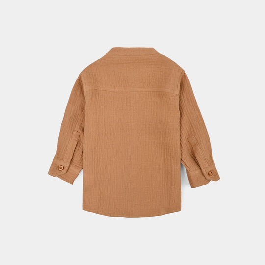 Infant Boys Gauze Woven Suit-Cocoa-BROWN