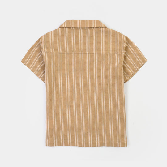 Infant Boys Jacquard Woven Suit-I'M New Here-Light Brown