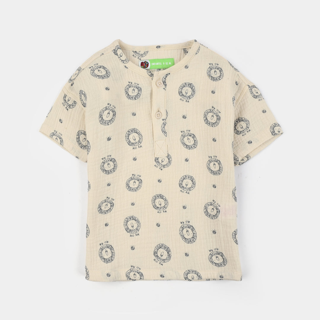 Infant Boys Gauze Woven Suit Roar- Off White
