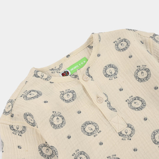 Infant Boys Gauze Woven Suit Roar- Off White
