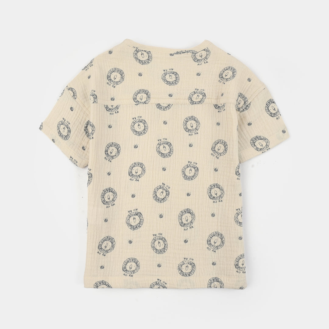 Infant Boys Gauze Woven Suit Roar- Off White