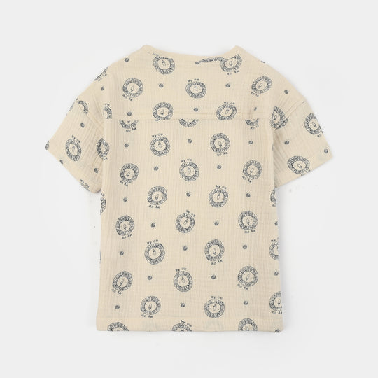 Infant Boys Gauze Woven Suit Roar- Off White