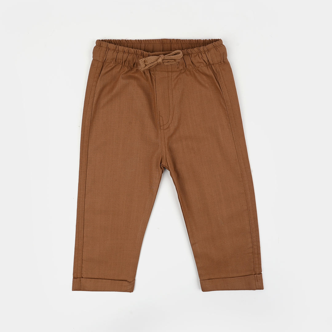 Infant Boys Cotton Slub Woven Suit - BROWN