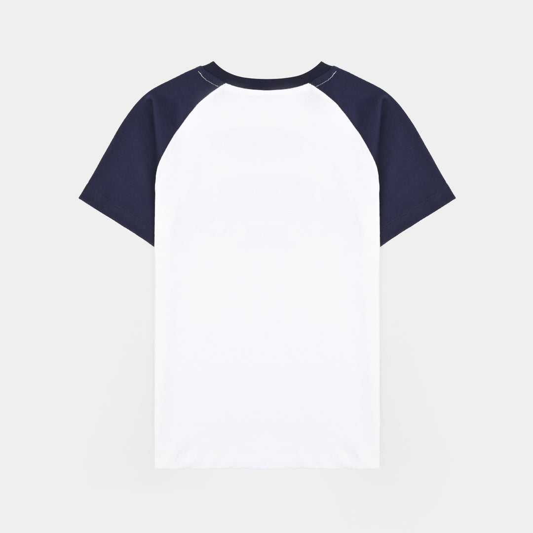 Boys PC Jersey Night Suit SLEEPERS-White/Blue