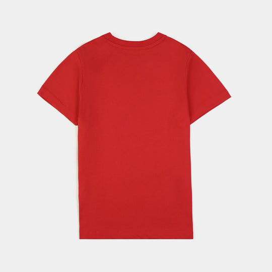 Boys Poly Cotton Jersey Night Suit-RED