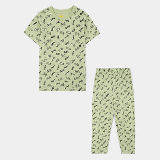 Boys PC Jersey Night Suit SUPER GAMER-GREEN