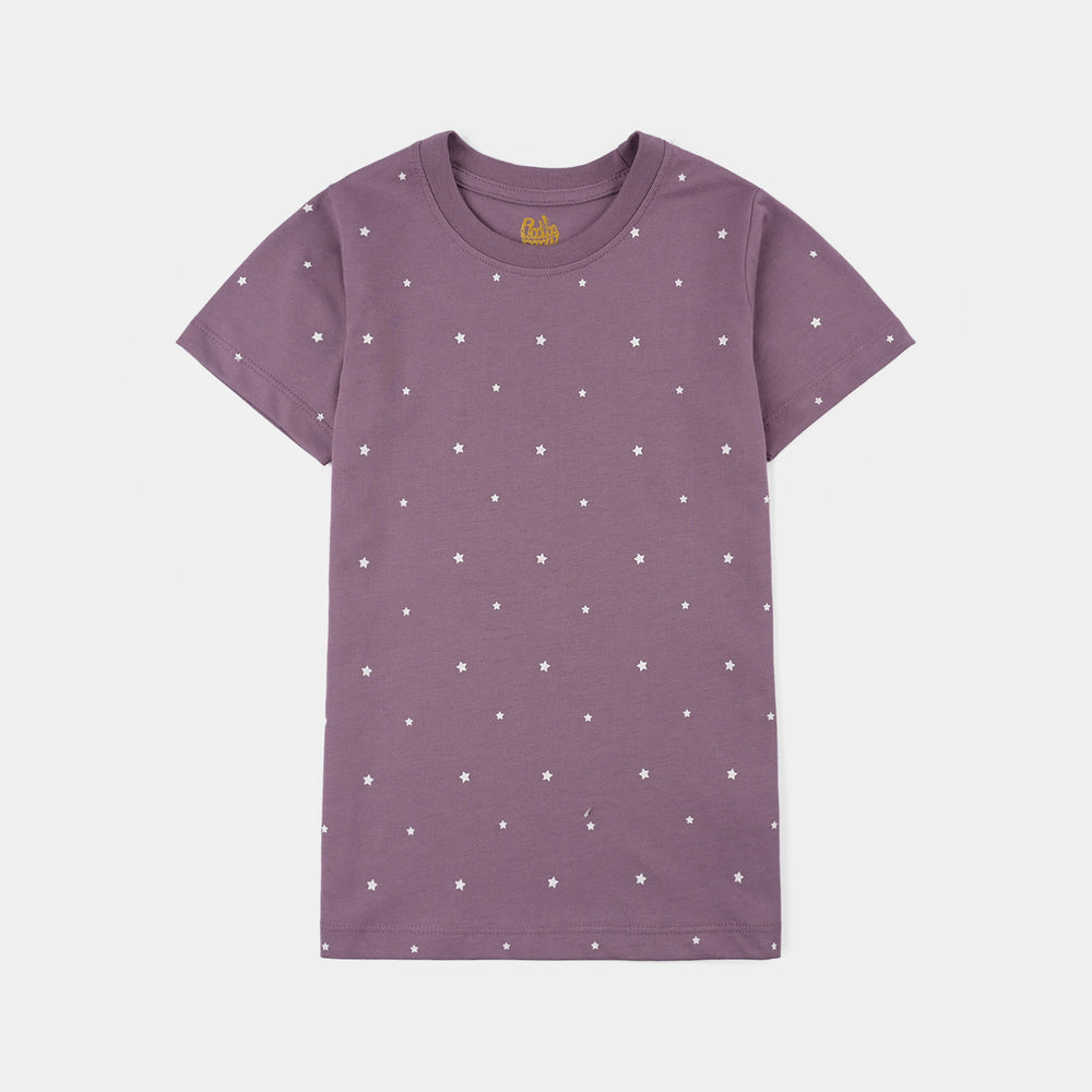 Girls PC Jersey Night Suit MINI STAR-Purple