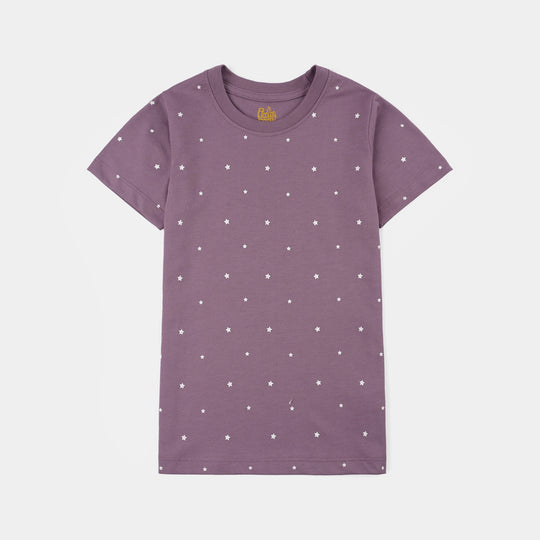 Girls PC Jersey Night Suit MINI STAR-Purple