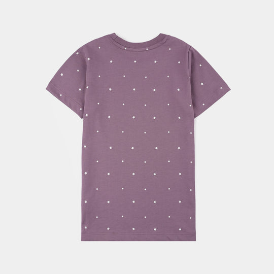 Girls PC Jersey Night Suit MINI STAR-Purple