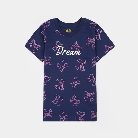 Girls PC Jersey Night Suit DREAM-Blue