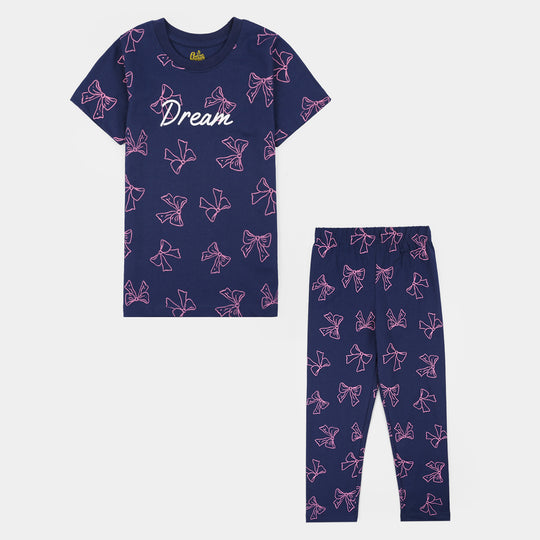 Girls PC Jersey Night Suit DREAM-Blue
