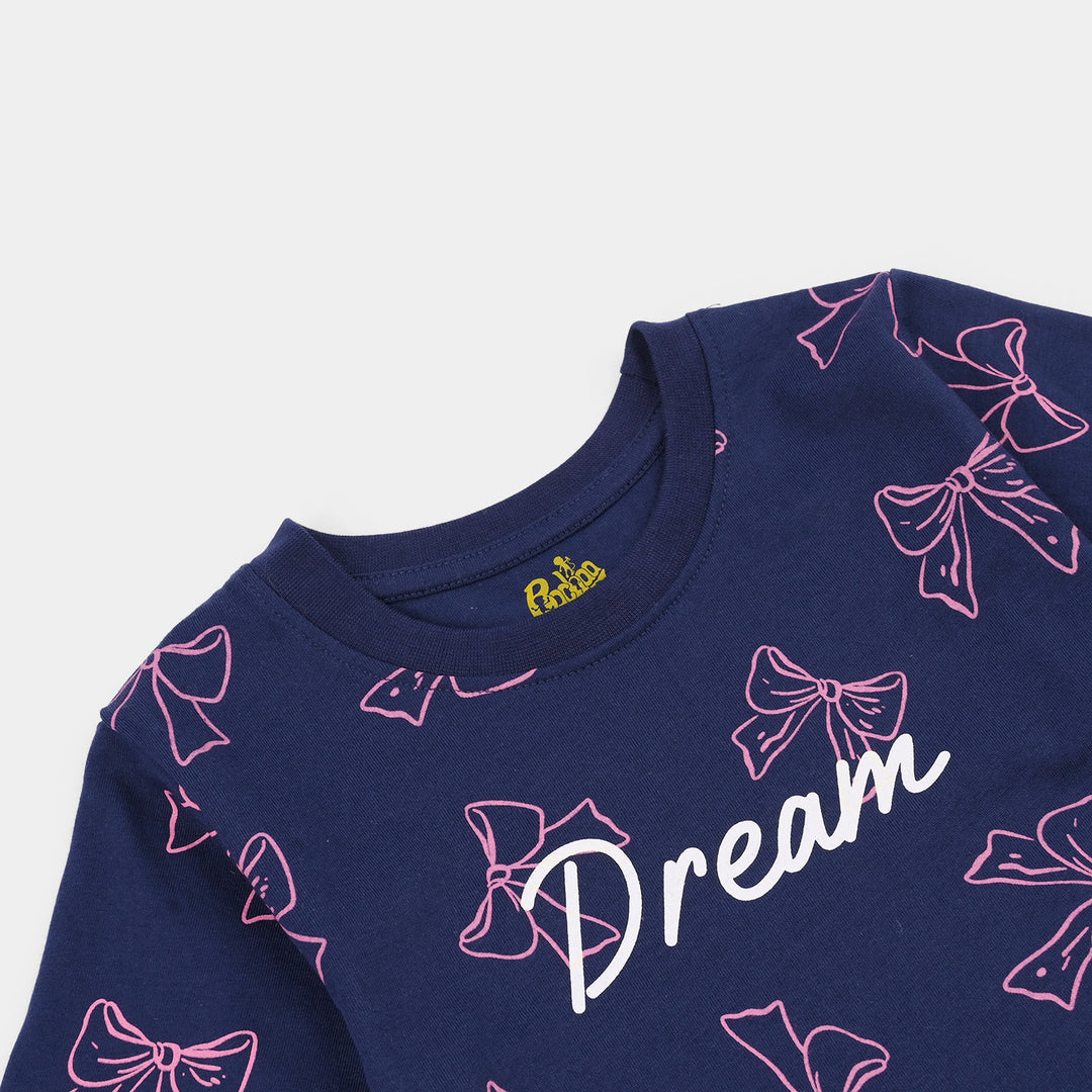 Girls PC Jersey Night Suit DREAM-Blue