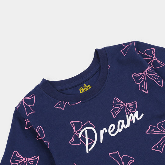 Girls PC Jersey Night Suit DREAM-Blue