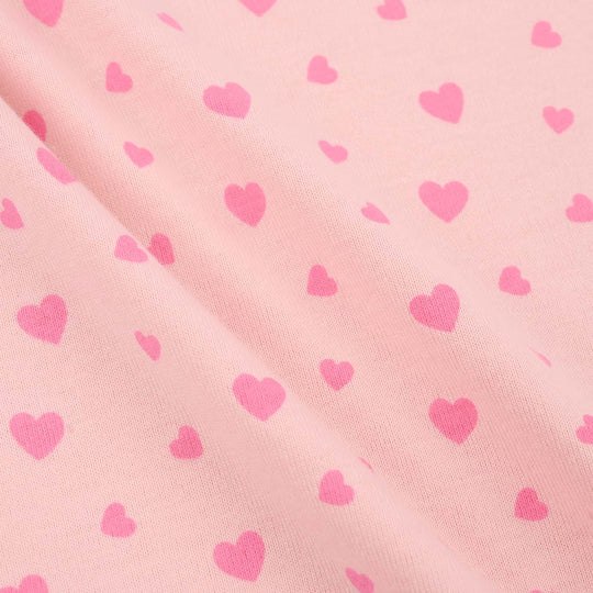 Girls Poly Cotton Jersey Night Suit HEARTS-Pink