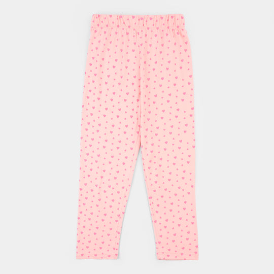 Girls Poly Cotton Jersey Night Suit HEARTS-Pink