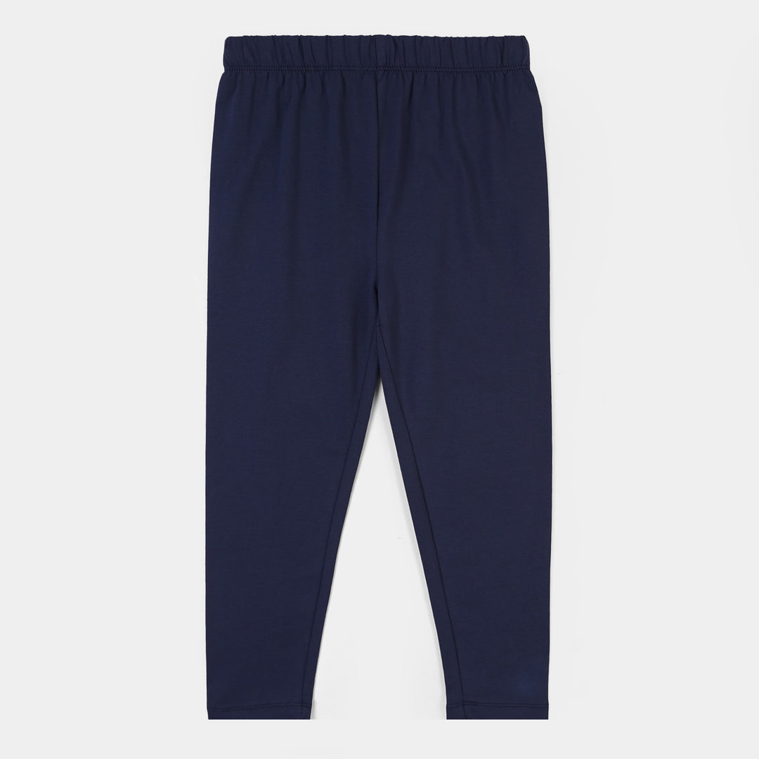 Girls Lycra Jersey Plain Tights - NAVY