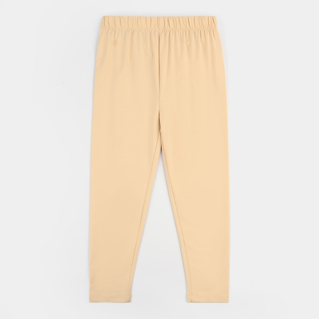 Girls Lycra Jersey Plain Tights - Cream