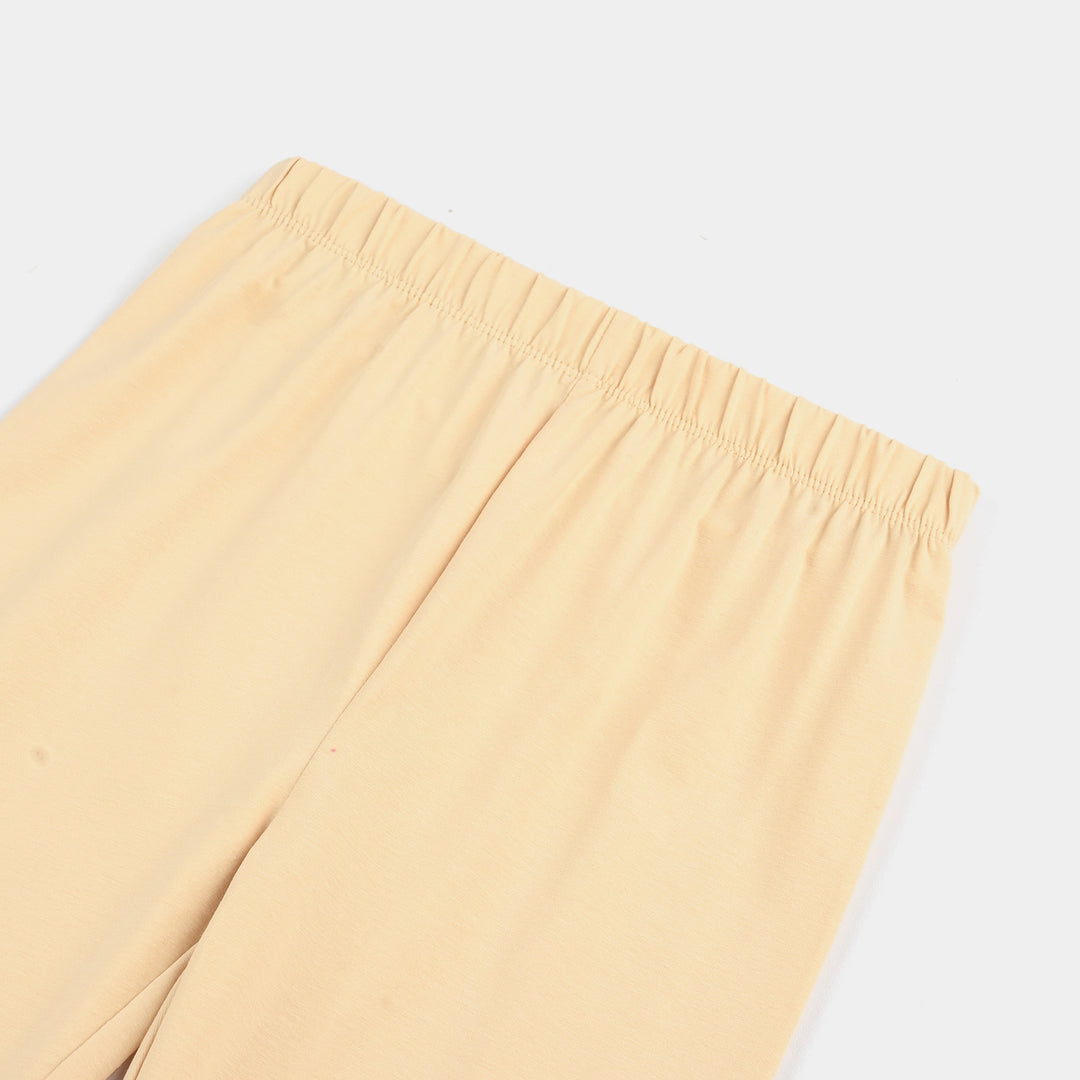 Girls Lycra Jersey Plain Tights - Cream