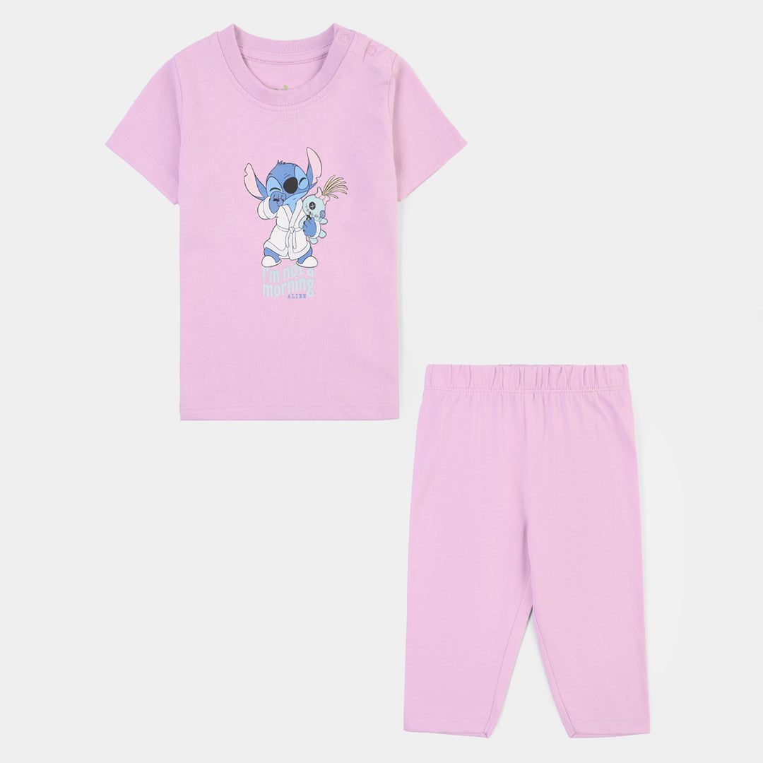 Infant Girls Poly Cotton Jersey Night Suit STITCH-Purple