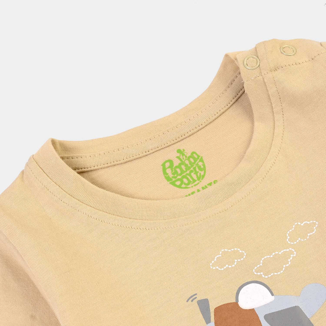Infant Boys Cotton Jersey 2 Piece Set Air craft-Grey.Brown