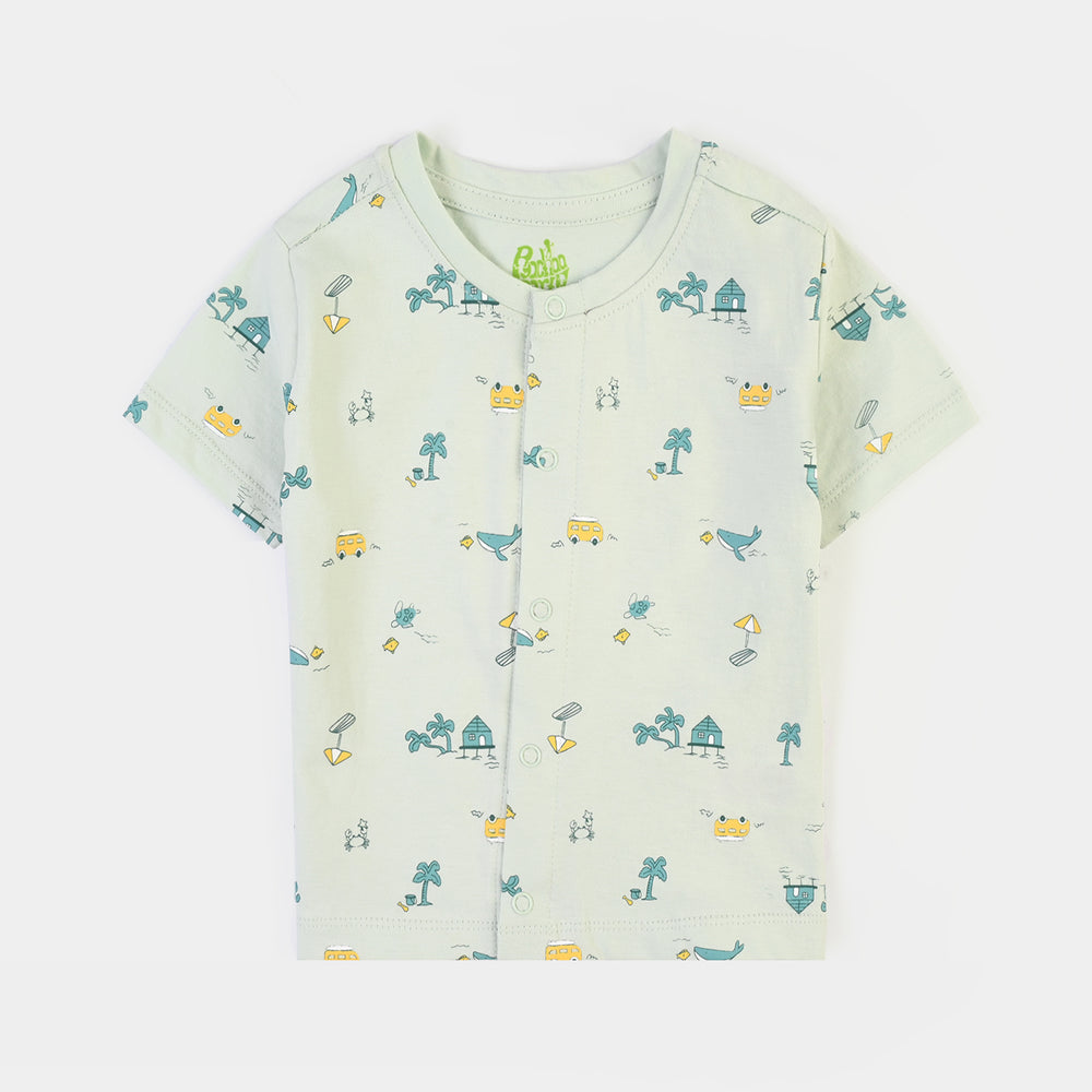 Infant Boys Cotton Jersey 2 Piece Set Beach HUT-Blue