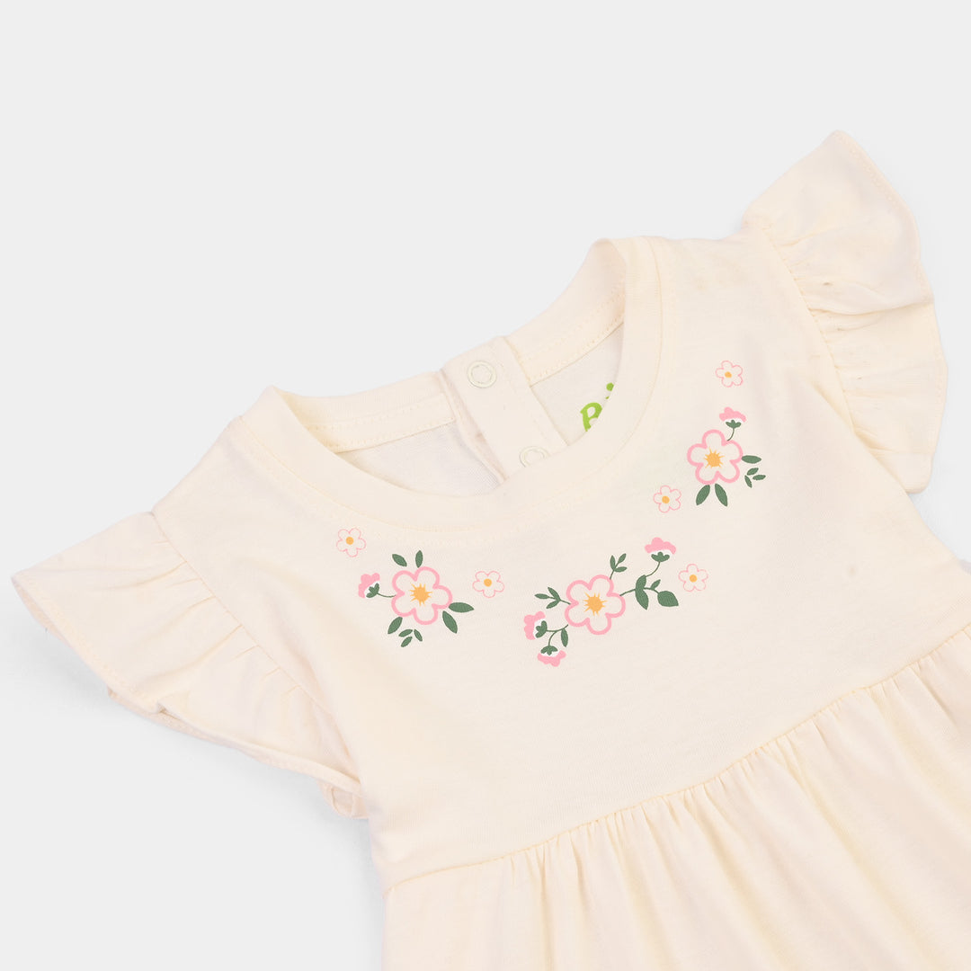 Infant Girls Cotton Jersey 2 Piece Set PETALS AURA-Off White.Yellow