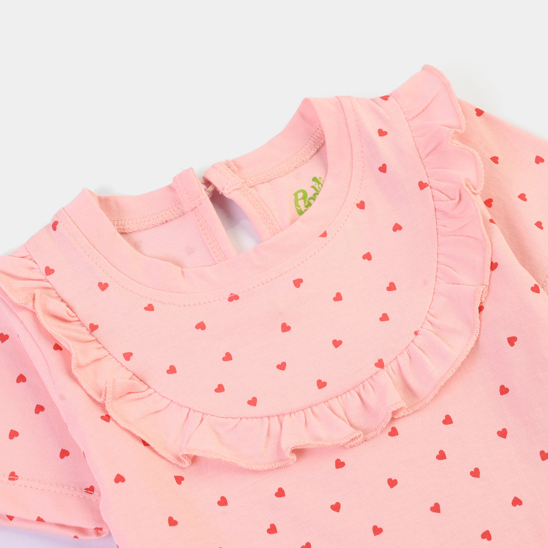 Infant Girls Cotton Jersey 2 Piece Set Mini hearts-PINK