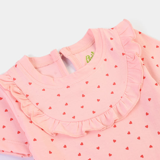 Infant Girls Cotton Jersey 2 Piece Set Mini hearts-PINK