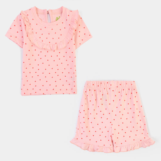 Infant Girls Cotton Jersey 2 Piece Set Mini hearts-PINK