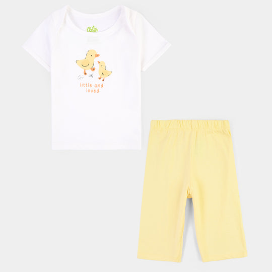 Infant Girls Cotton Jersey 2 Piece Set Duckling - Yellow/White