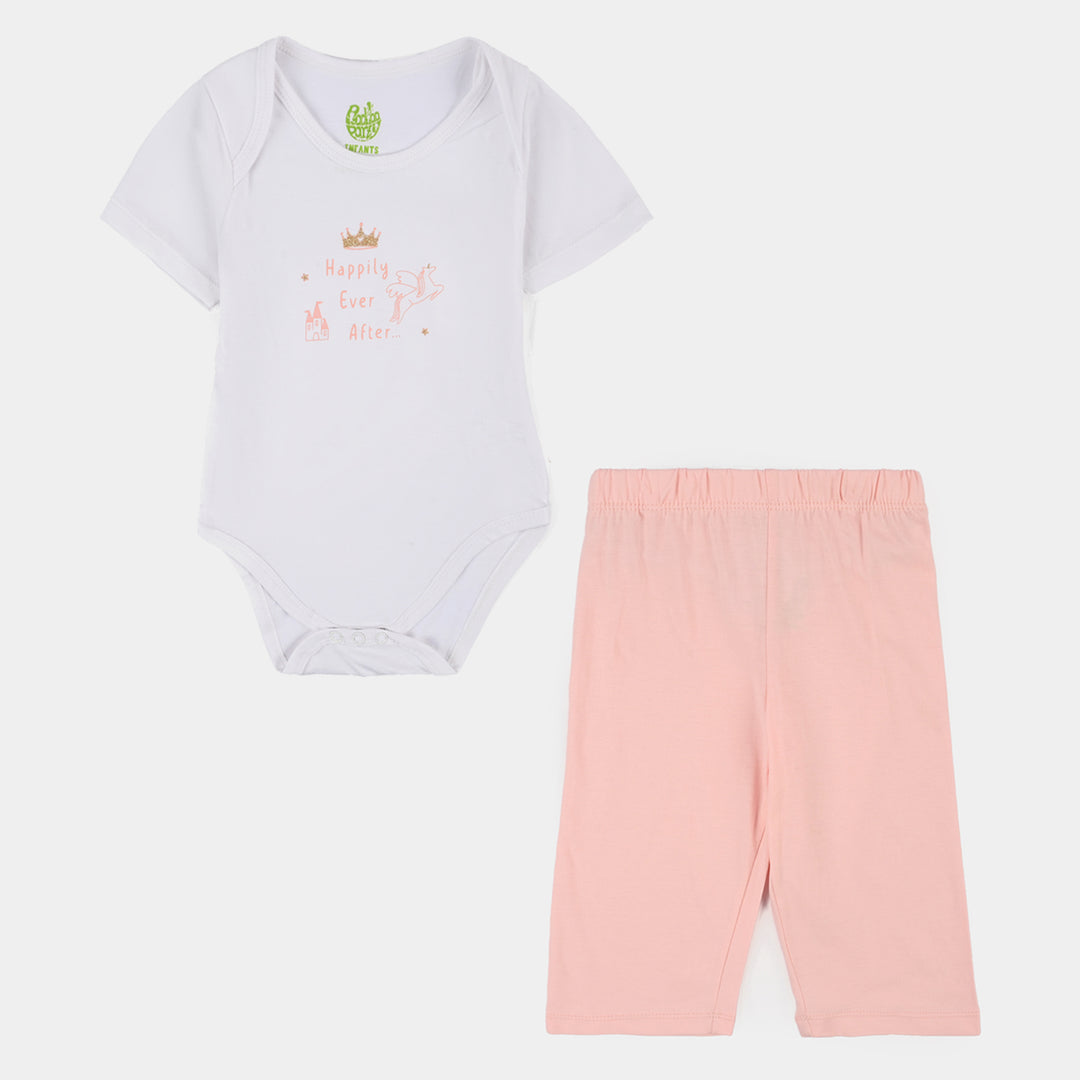 Infant Girls Cotton Jersey 2 Piece Set Character - White/Pink