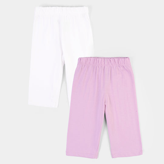 Infant Girls Cotton Jersey 2 Piece Set Basic -Purple/White