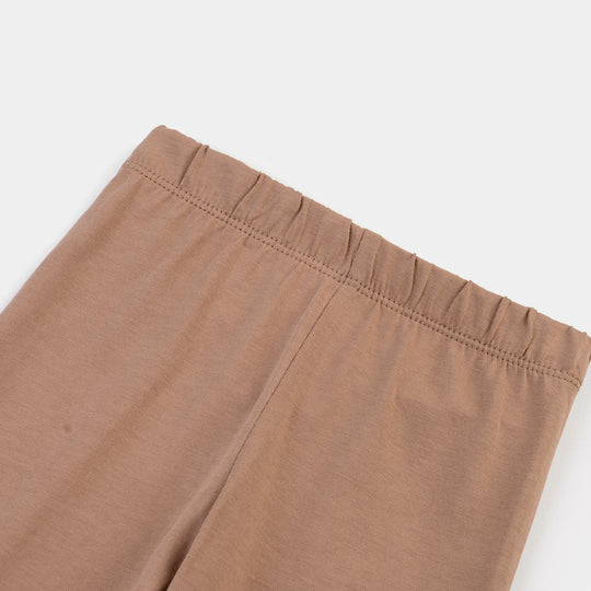 Infant Girls Cotton Jersey 2 Piece Set Basic -Brown/White