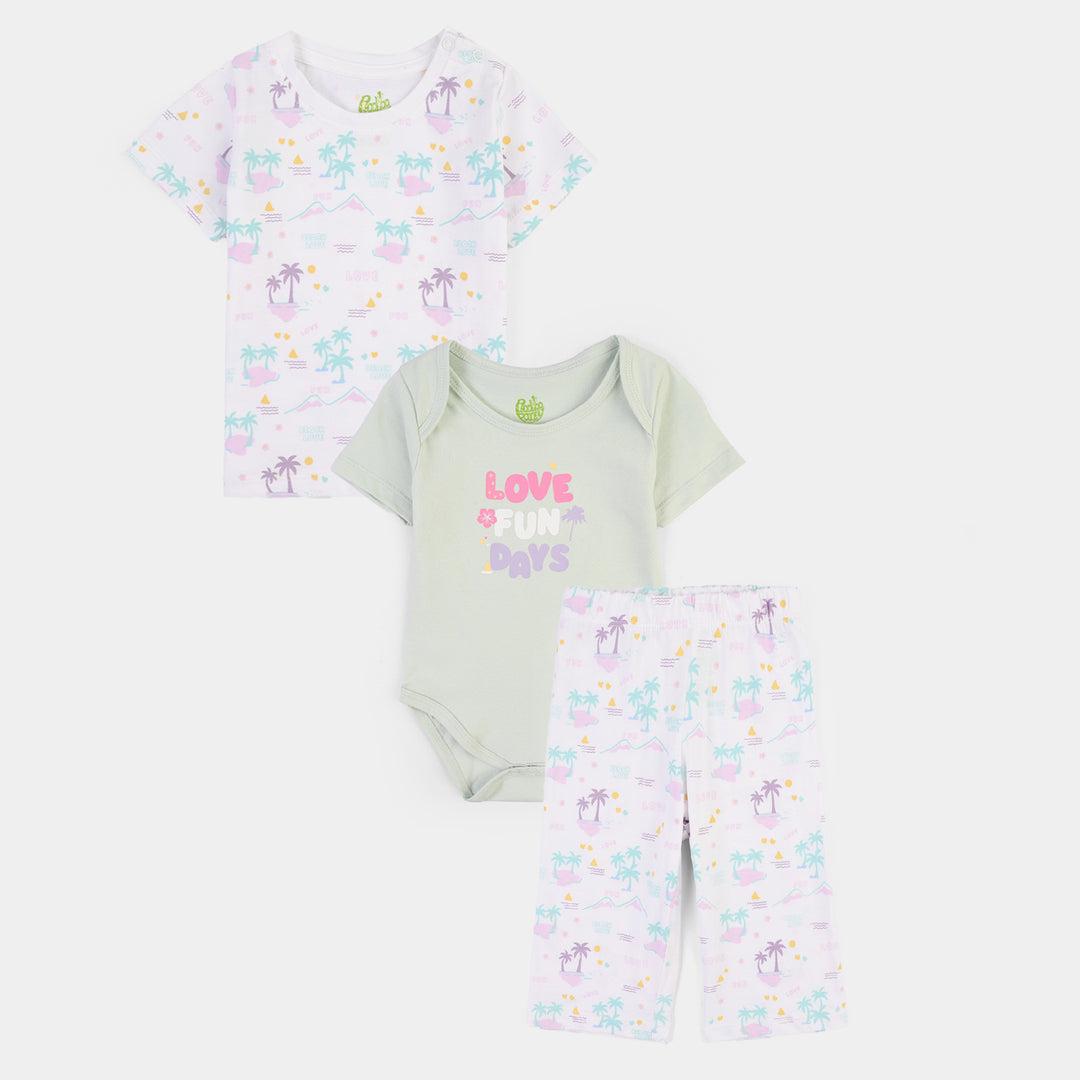 Infant Boys Cotton Jersey 3 Piece Set Lovely Days-White.Blue