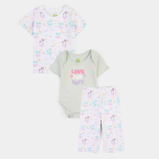 Infant Boys Cotton Jersey 3 Piece Set Lovely Days-White.Blue