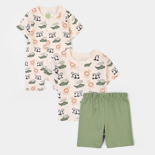 Infant Girls Cotton Jersey 3 Piece Set Jungle Friends